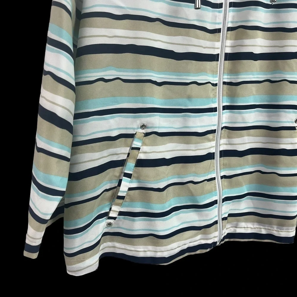 Chicos Womens Lightweight Jacket Cover Up Full Zip Stipe Polyester Size 3 - Picture 6 of 10